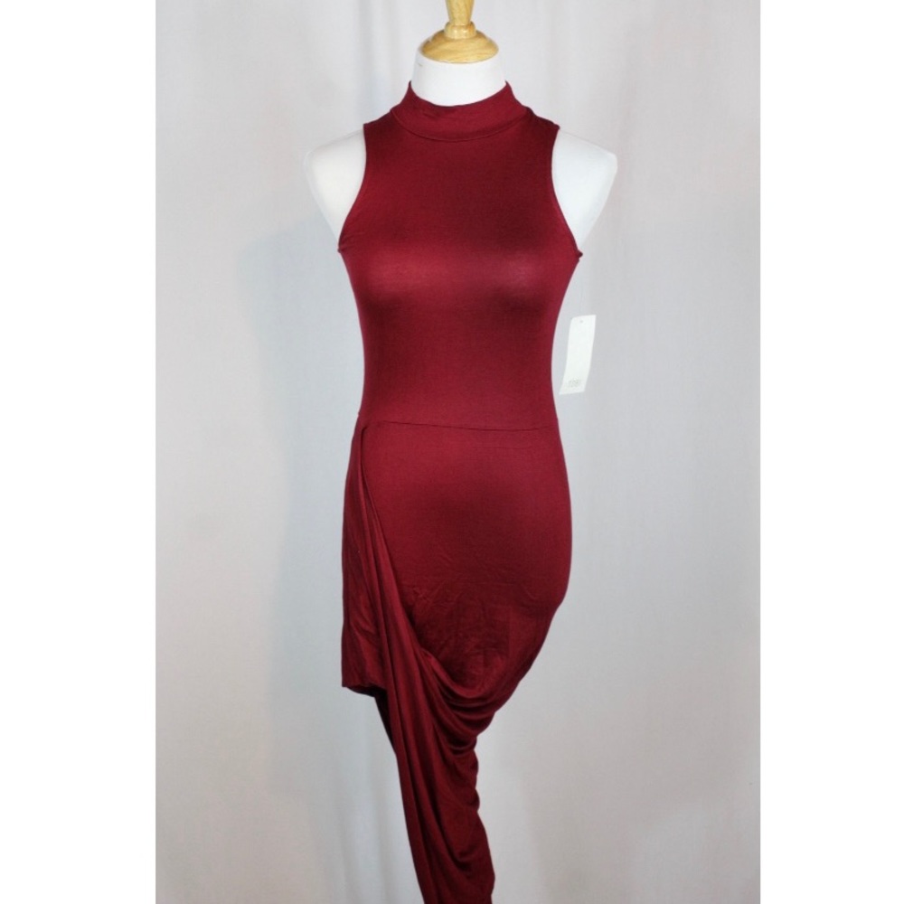 NWT Tobi Maroon Asymmetric Twist Dress Small